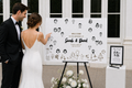 Rectangular wooden draw your face wedding guest book with oval frames
