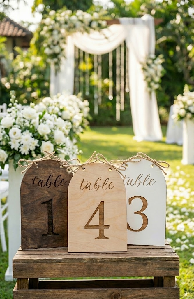 Arch Wedding Table Numbers with Twine | Rustic Wooden Table Numbers