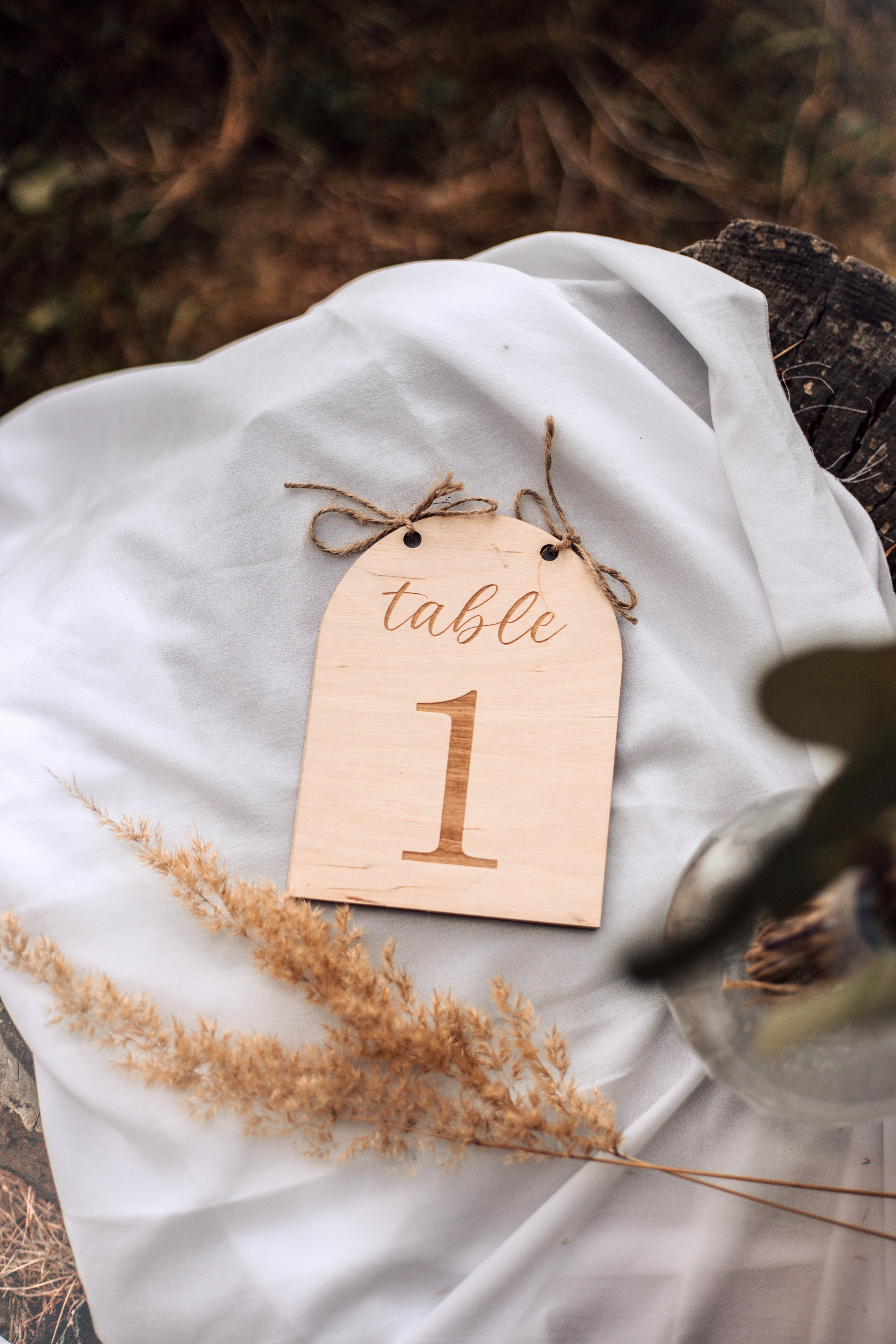 Arch Wedding Table Numbers with Twine | Rustic Wooden Table Numbers