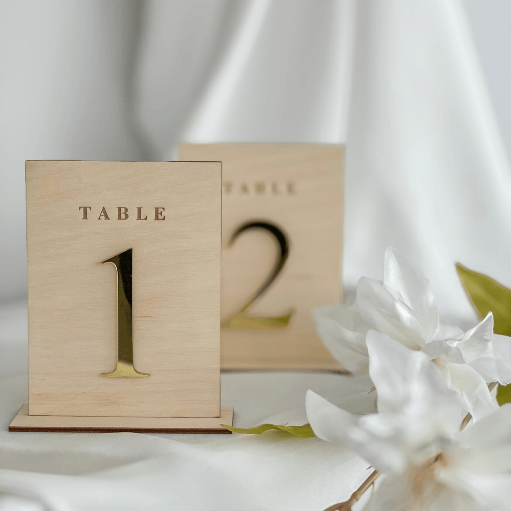 Minimalist wedding table numbers for reception tables