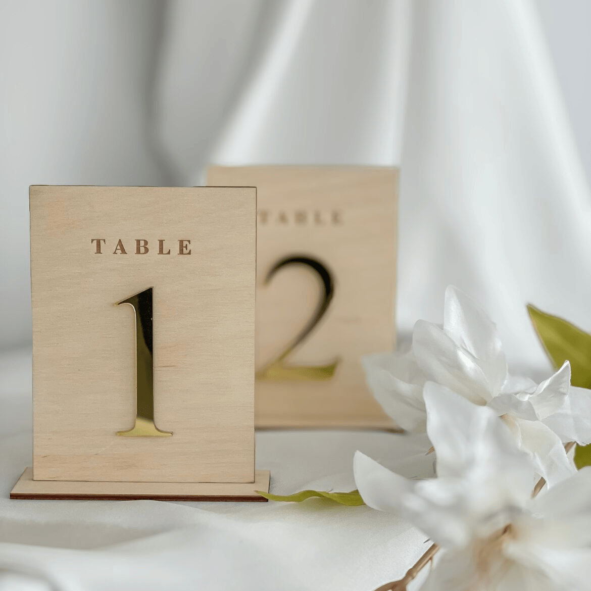 Minimalist wedding table numbers for reception tables