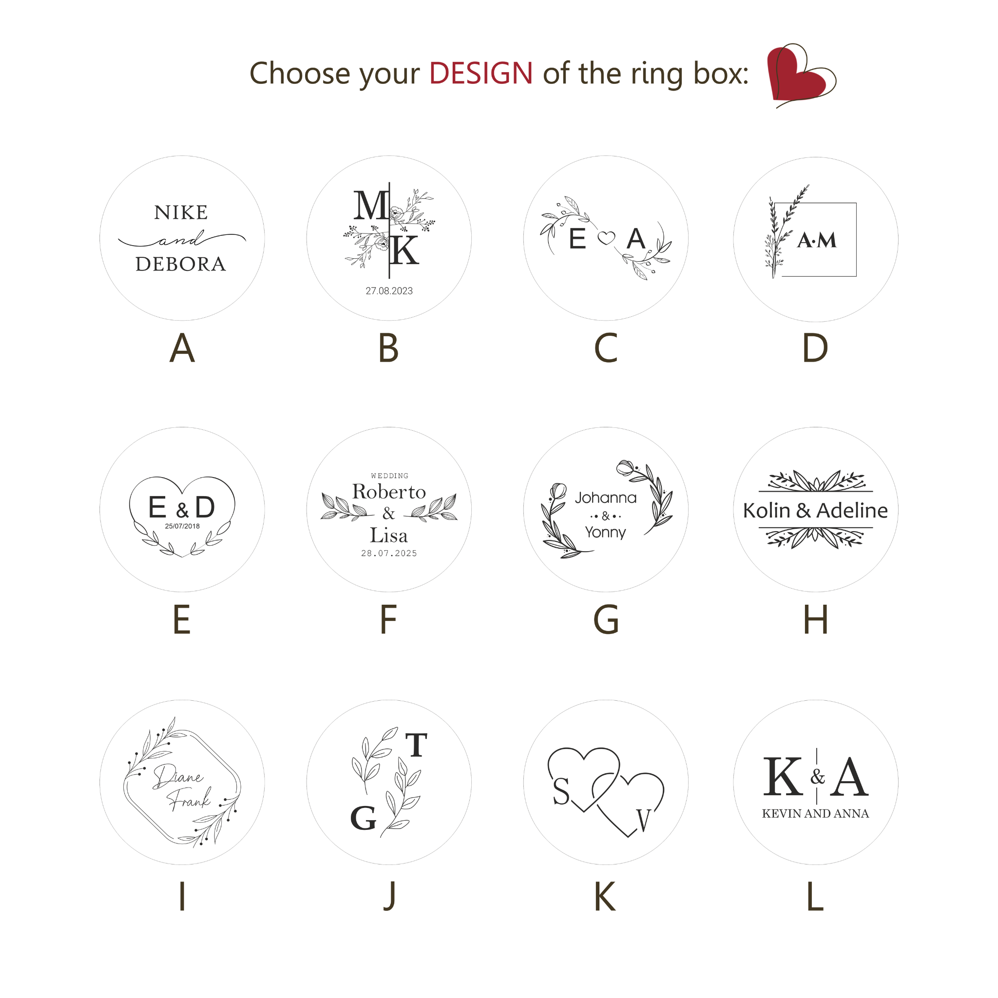 Custom ring bearer box with botanical design and names
