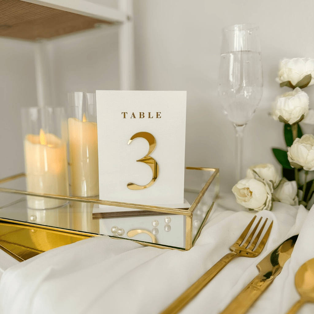 Handmade wooden wedding table numbers with personalized colors