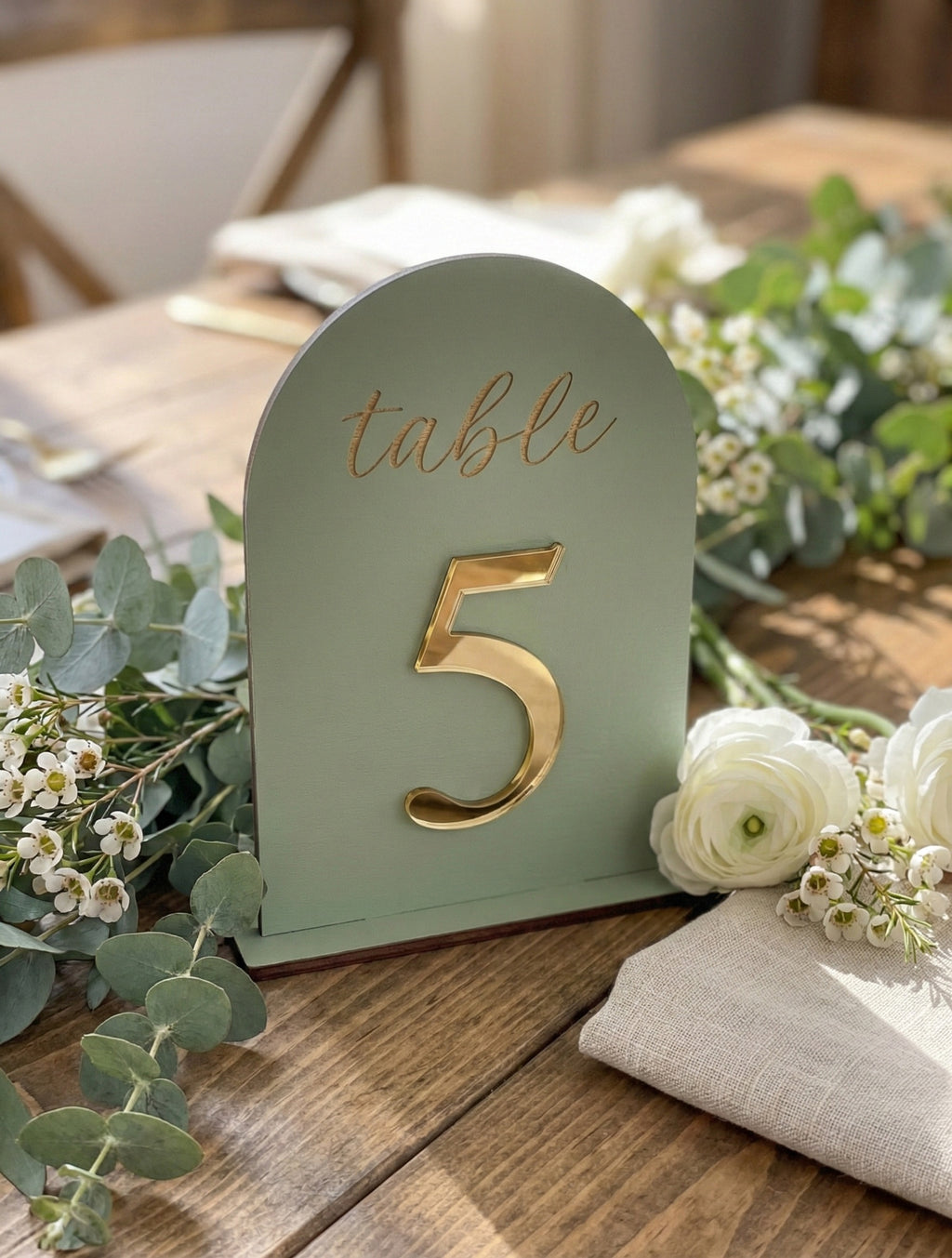 Arch shaped wedding table numbers in custom colors set of 10
