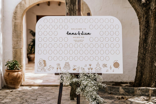 Custom draw your face wedding guest book with personalized sign
