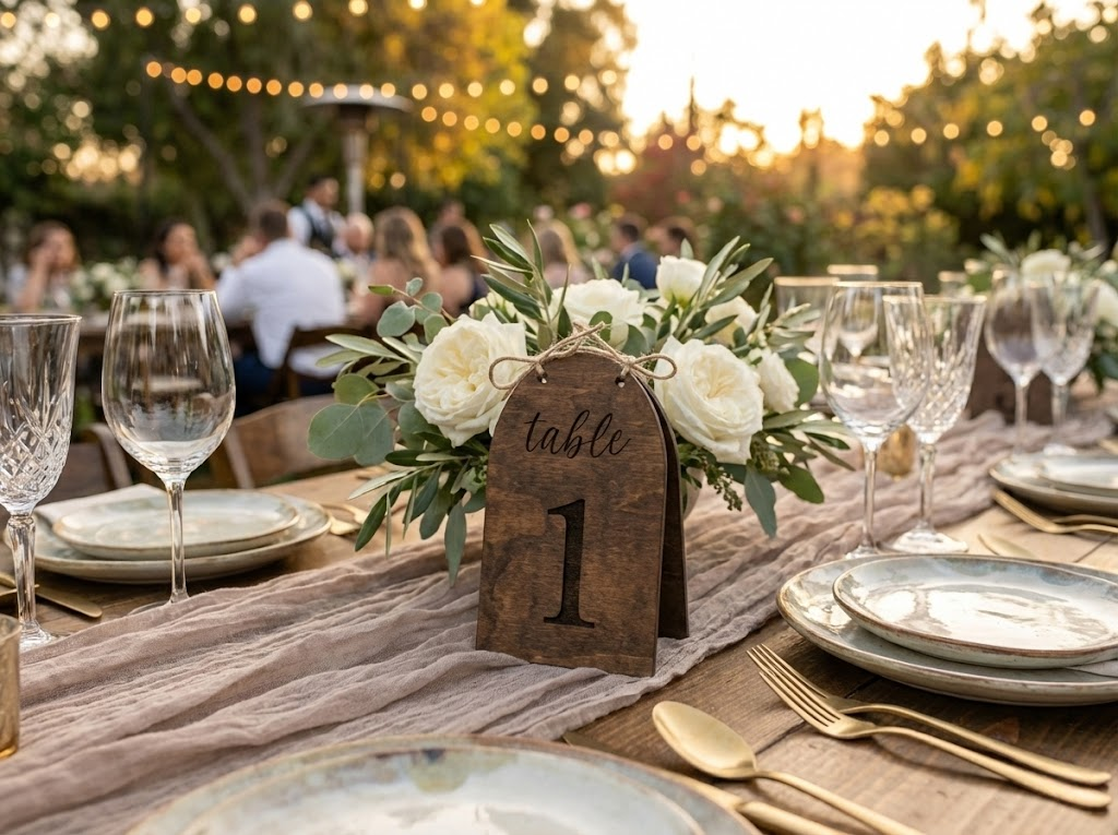 Arch Wedding Table Numbers with Twine | Rustic Wooden Table Numbers