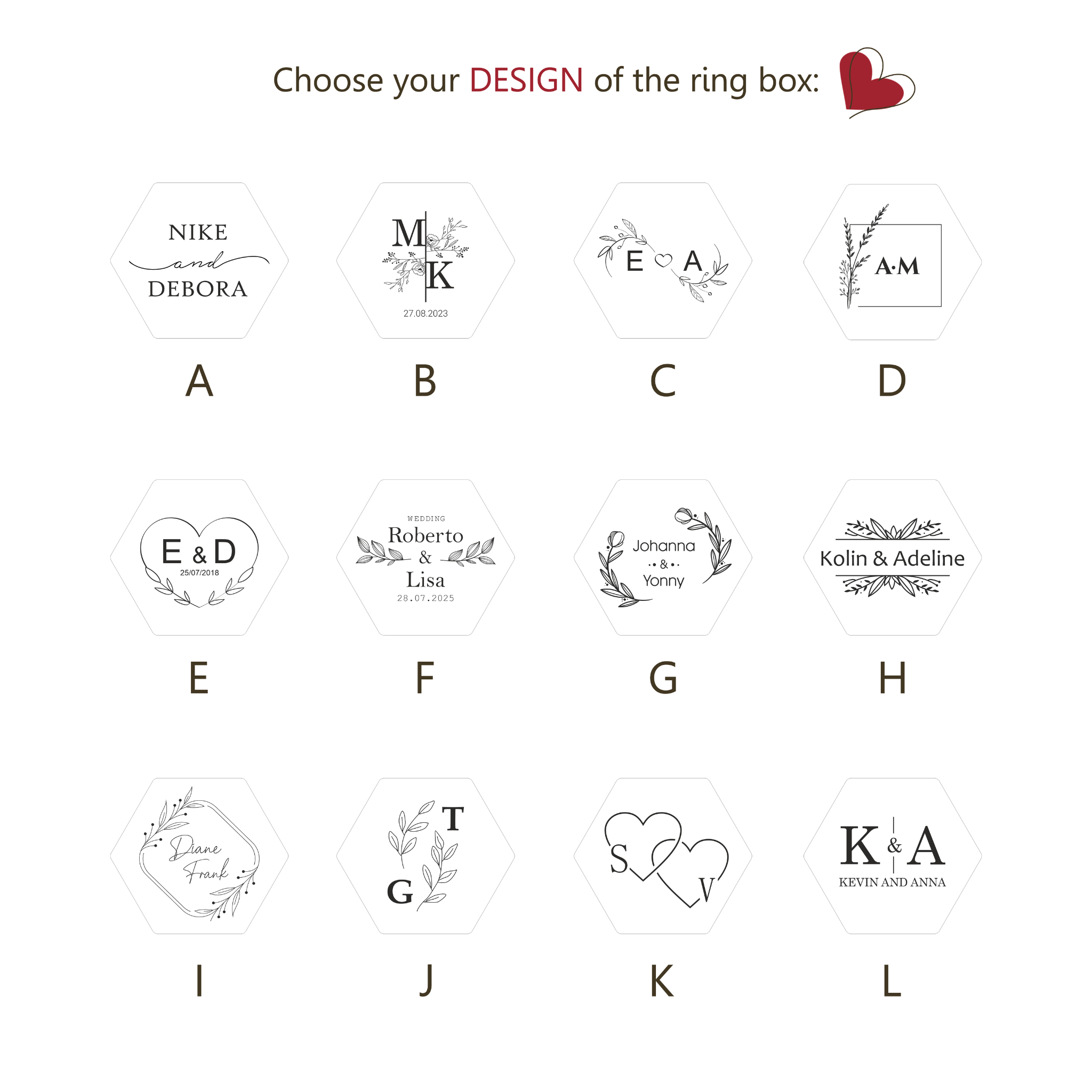 Hexagon Wedding Ring Box | Personalized Velvet Ring Bearer Box