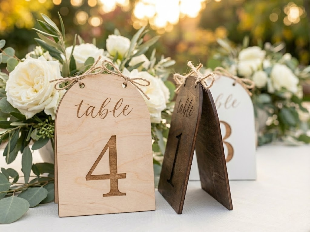 Arch Wedding Table Numbers with Twine | Rustic Wooden Table Numbers
