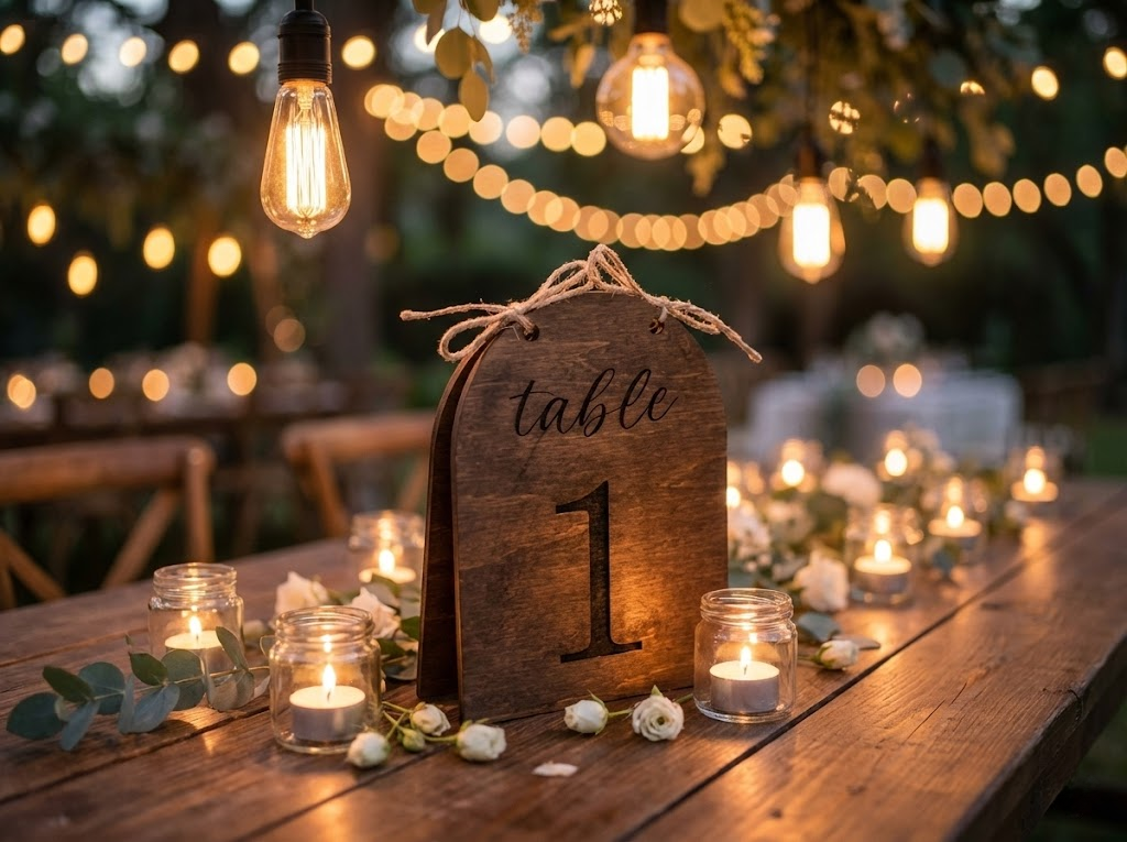 Arch Wedding Table Numbers with Twine | Rustic Wooden Table Numbers