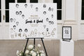 Rectangular draw your face wedding guest book with personalized sign

