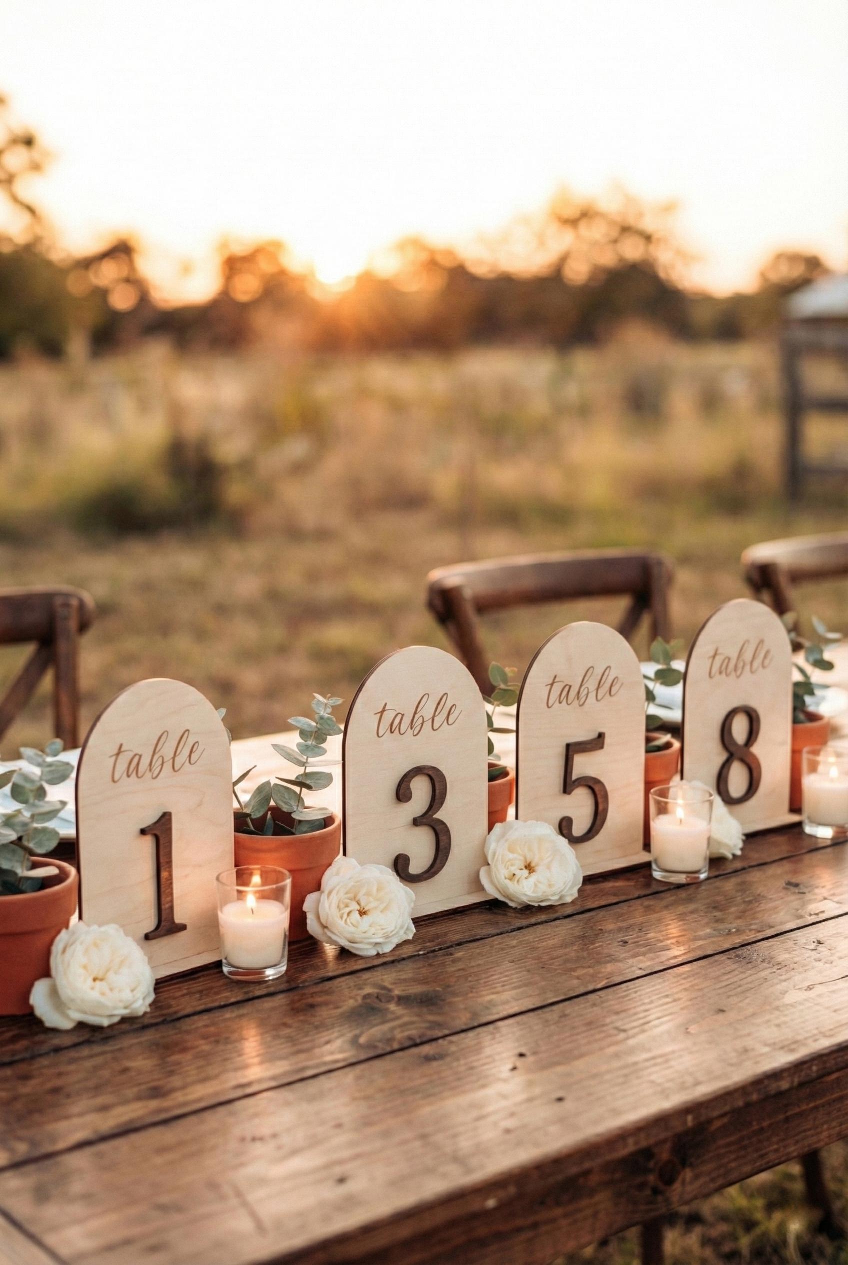 Arch Wedding Table Numbers, Custom Color Handmade