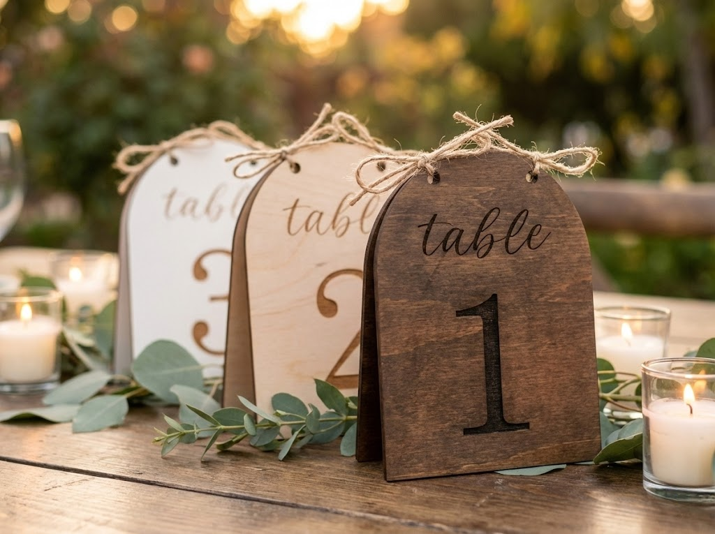 Arch Wedding Table Numbers with Twine | Rustic Wooden Table Numbers