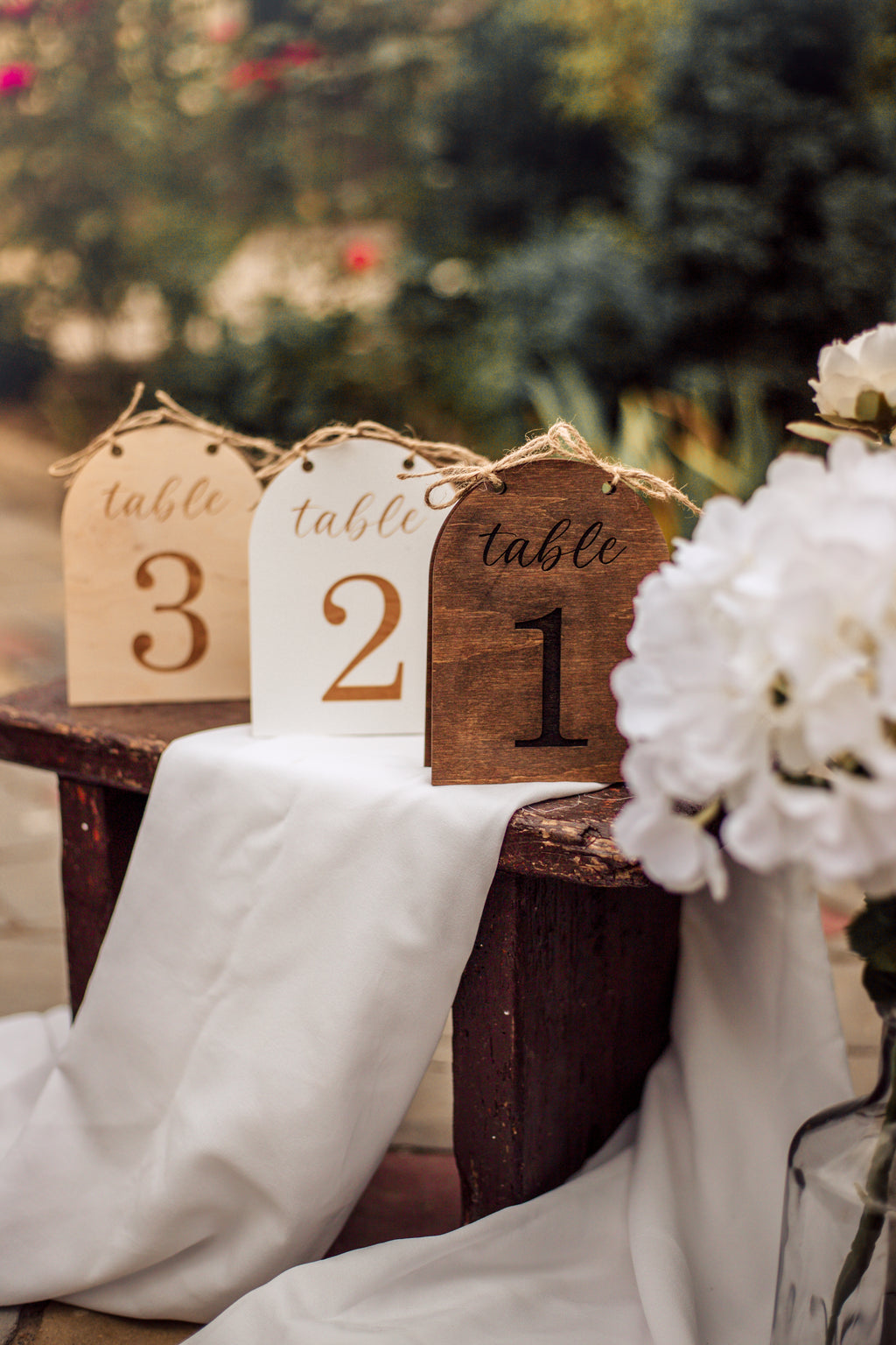 Arch Wedding Table Numbers with Twine | Rustic Wooden Table Numbers