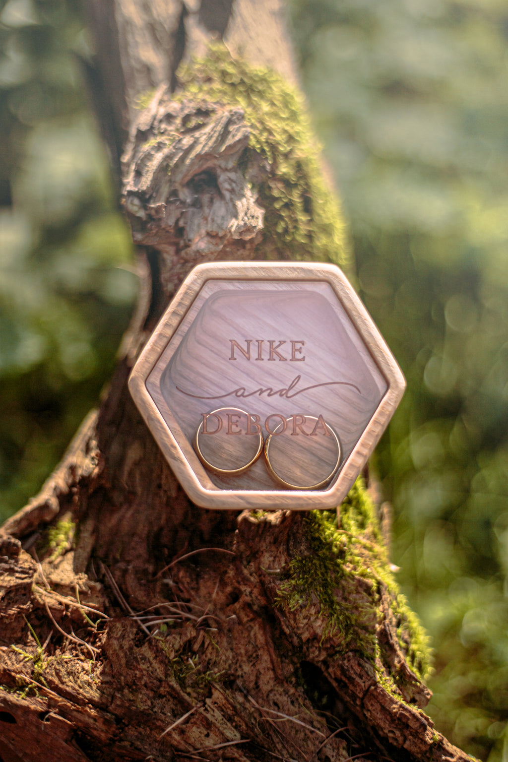 Hexagon Wedding Ring Box | Personalized Velvet Ring Bearer Box