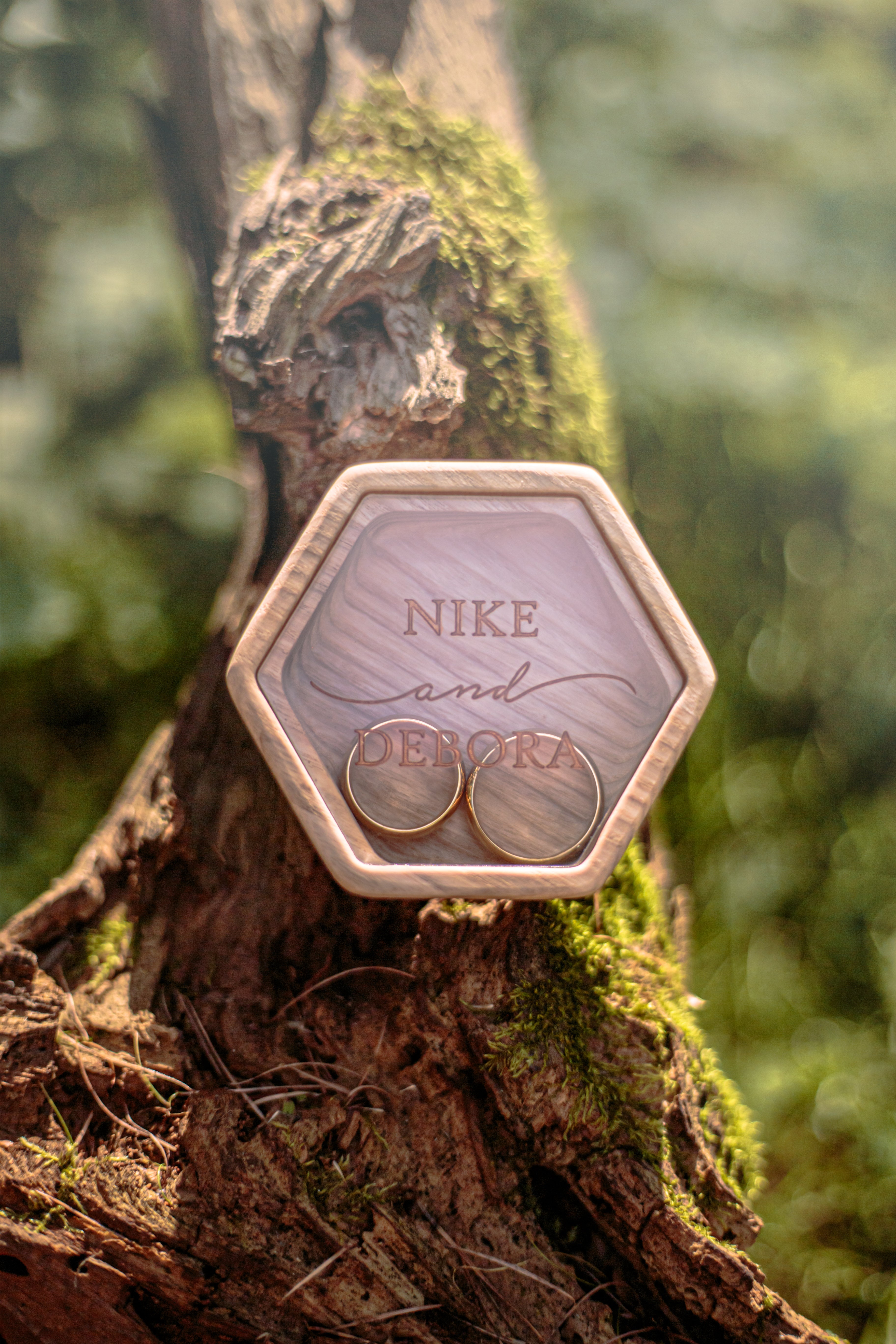 Hexagon Wedding Ring Box | Personalized Velvet Ring Bearer Box