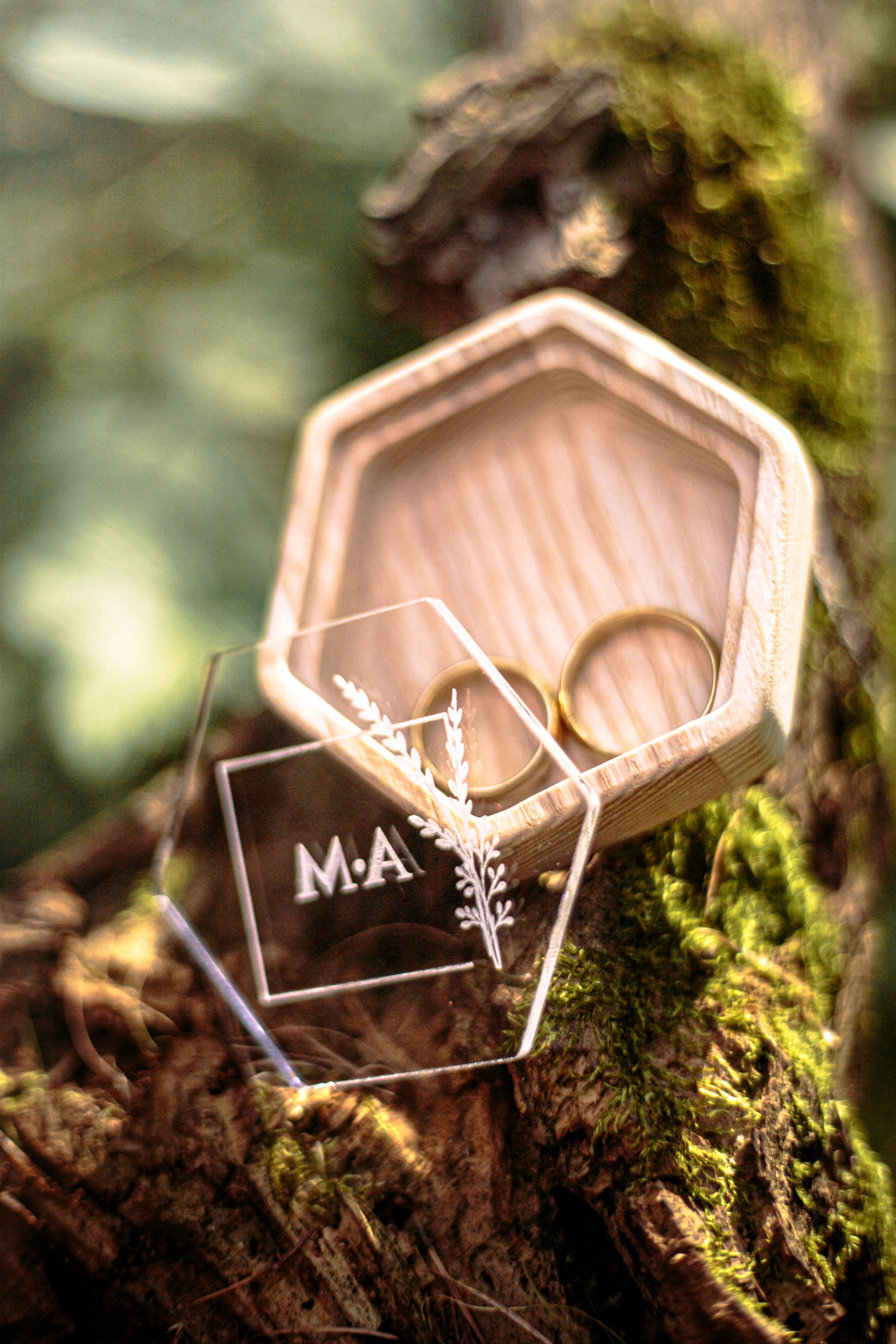 Hexagon Wedding Ring Box | Personalized Velvet Ring Bearer Box