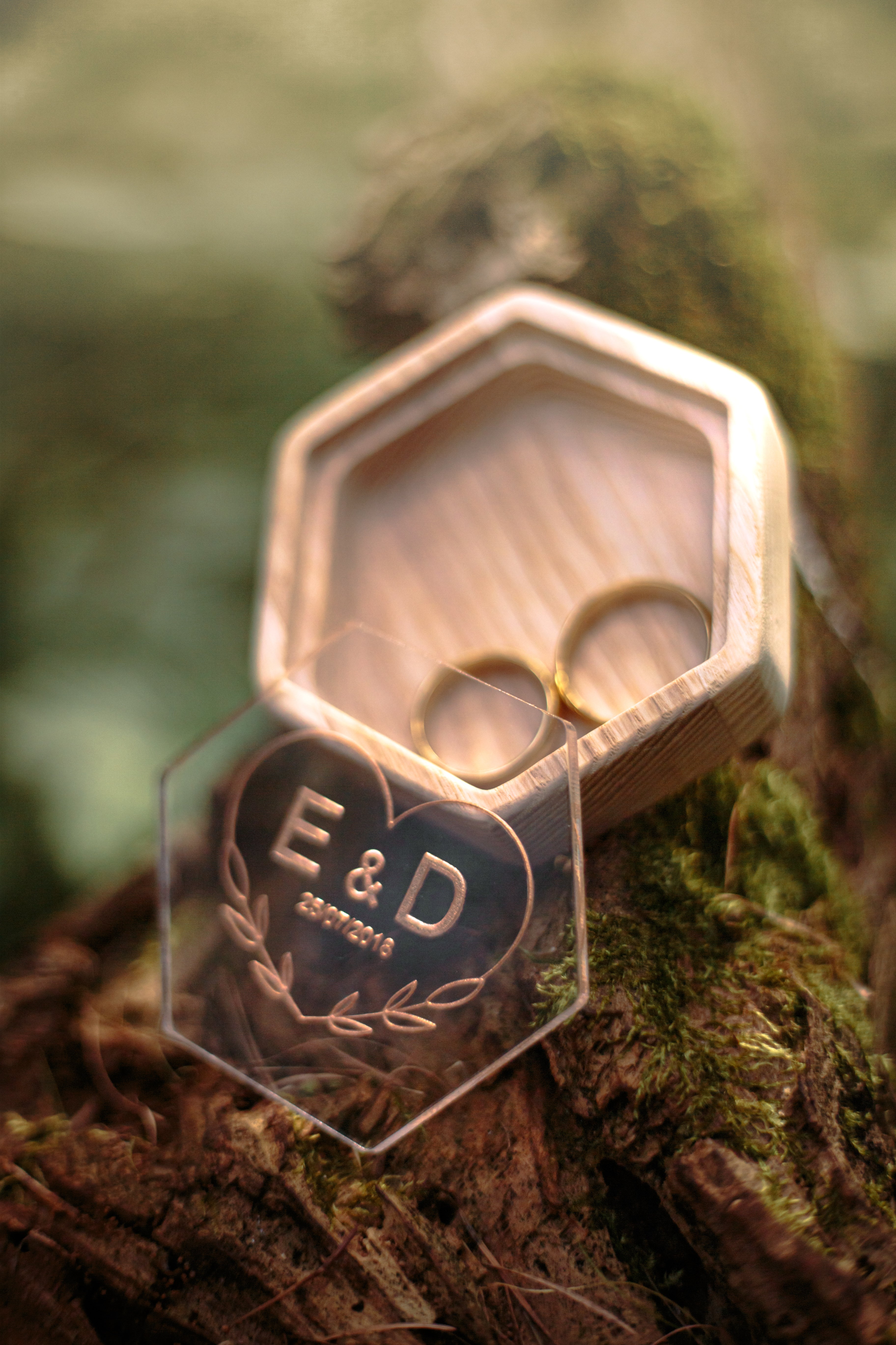 Hexagon Wedding Ring Box | Personalized Velvet Ring Bearer Box