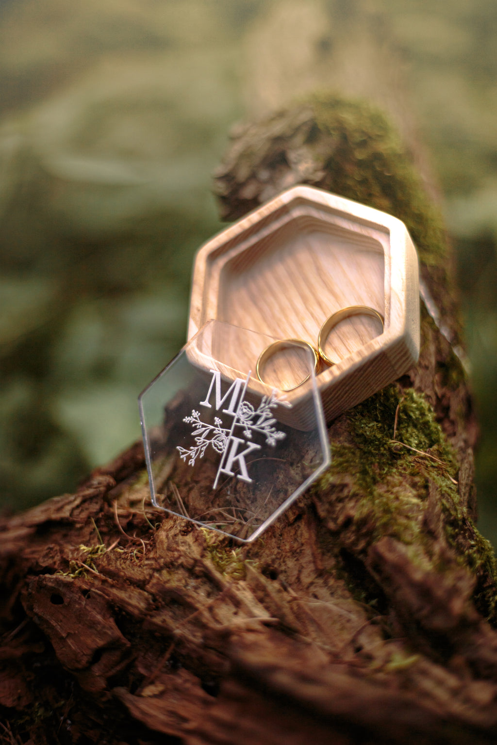 Hexagon Wedding Ring Box | Personalized Velvet Ring Bearer Box