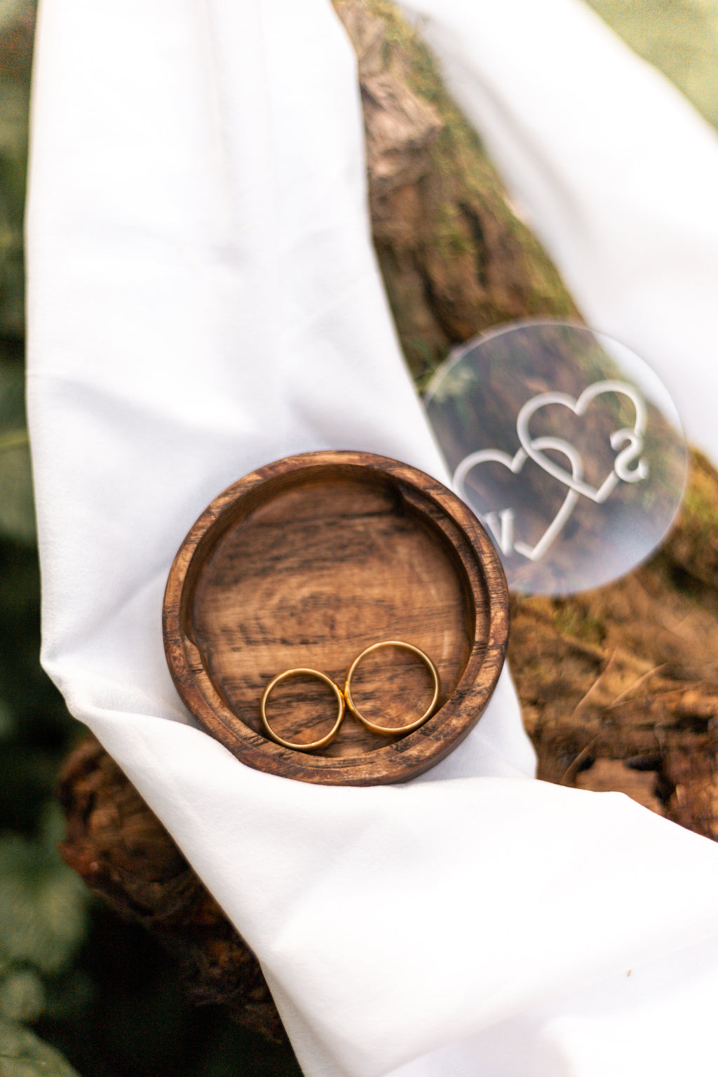 Round Wedding Ring Box | Personalized Wooden Ring Bearer Box