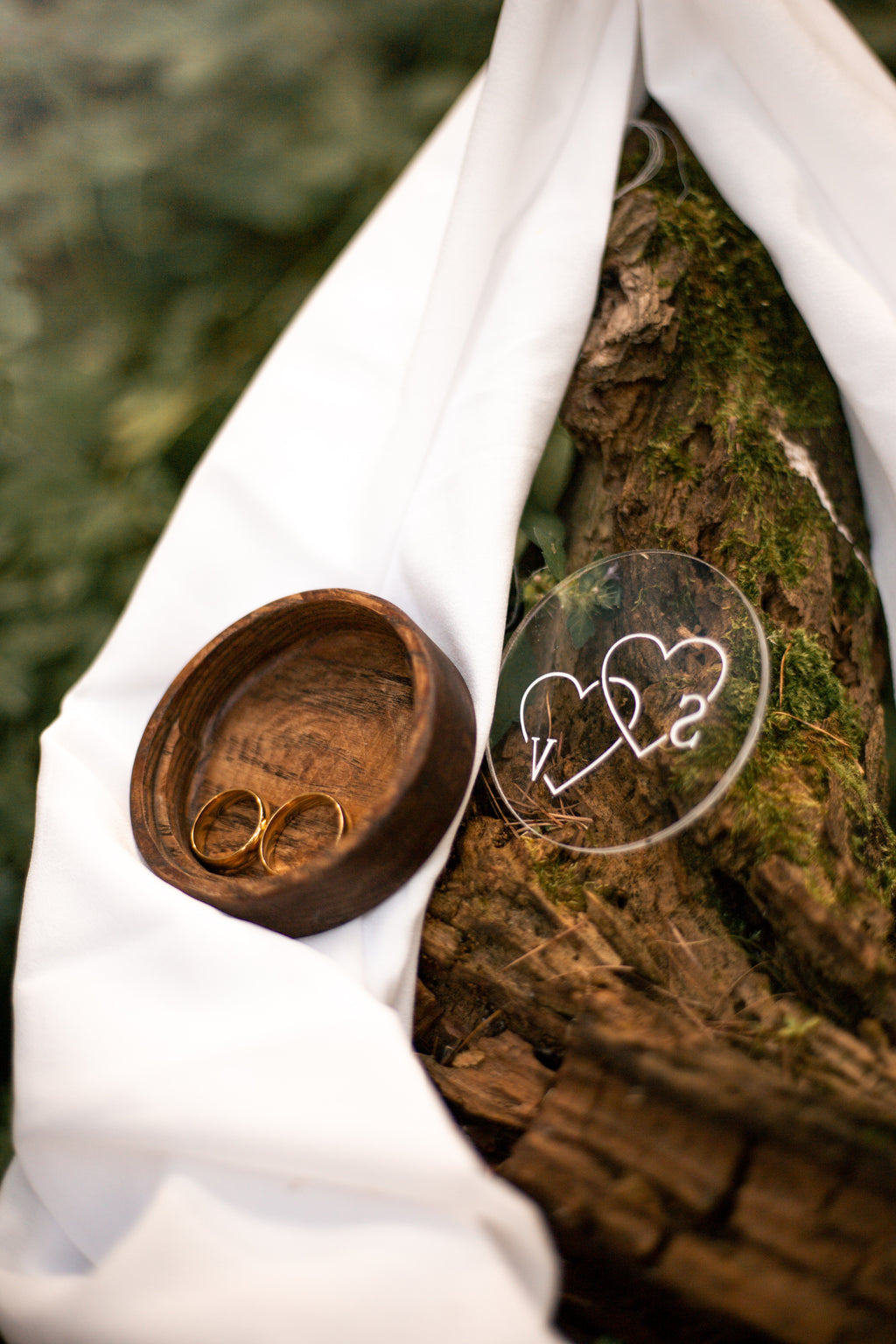 Round Wedding Ring Box | Personalized Wooden Ring Bearer Box