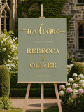 Personalized wedding welcome sign with custom names and date
