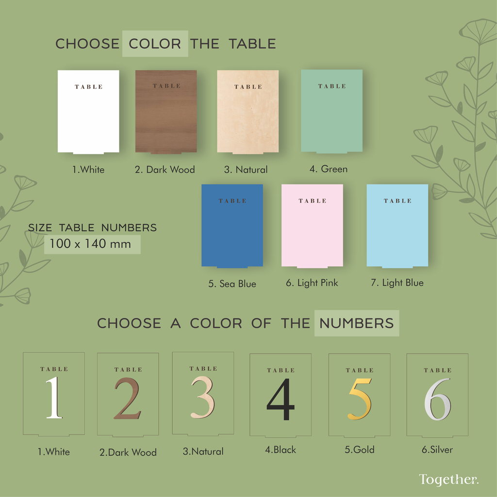Custom Wedding Table Numbers Set