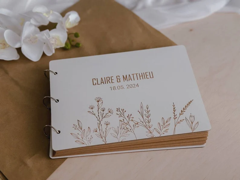 Personalized Wooden Wedding Guest Book & Photo Album