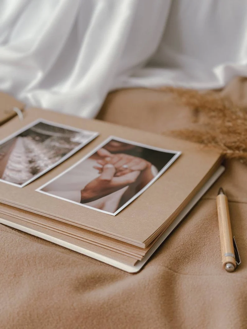 Handmade wooden guest book album for wedding memories