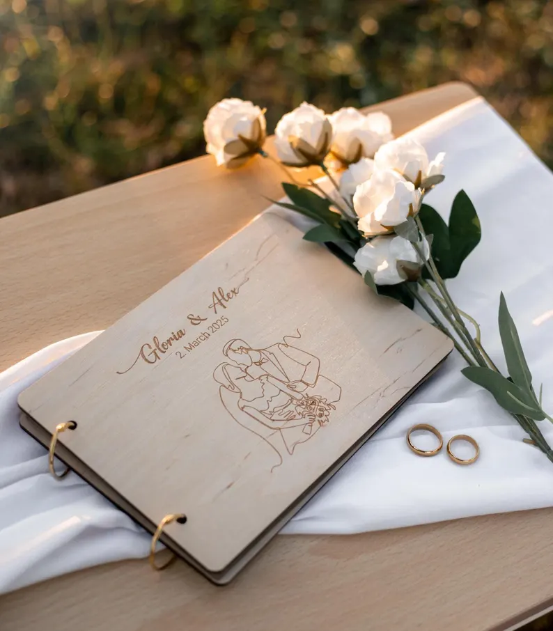 Personalized Wooden Wedding Guest Book & Photo Album