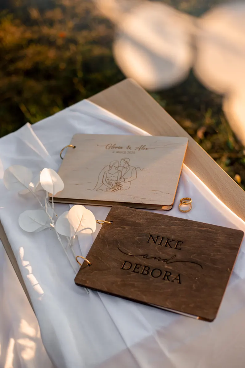 Personalized Wooden Wedding Guest Book & Photo Album