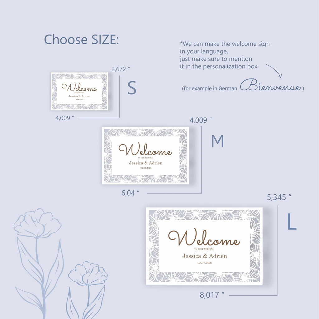 Floral Wedding Welcome Sign | Personalized Wooden Board