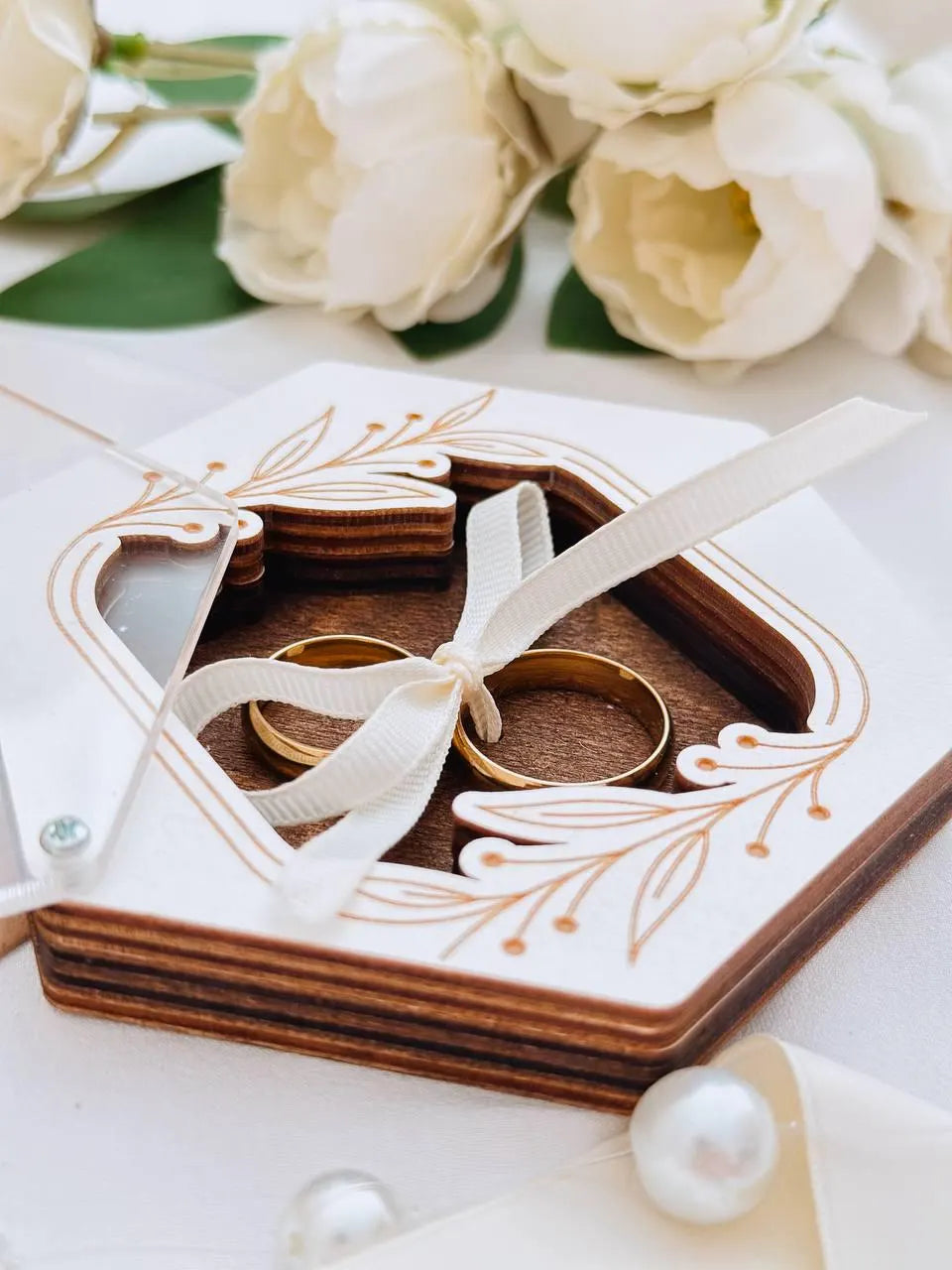 Personalized Ring Box with Custom Name Engraving | Hexagonal Wedding Ring Box | Proposal Ring Box | Acrylic Window Keepsake Box