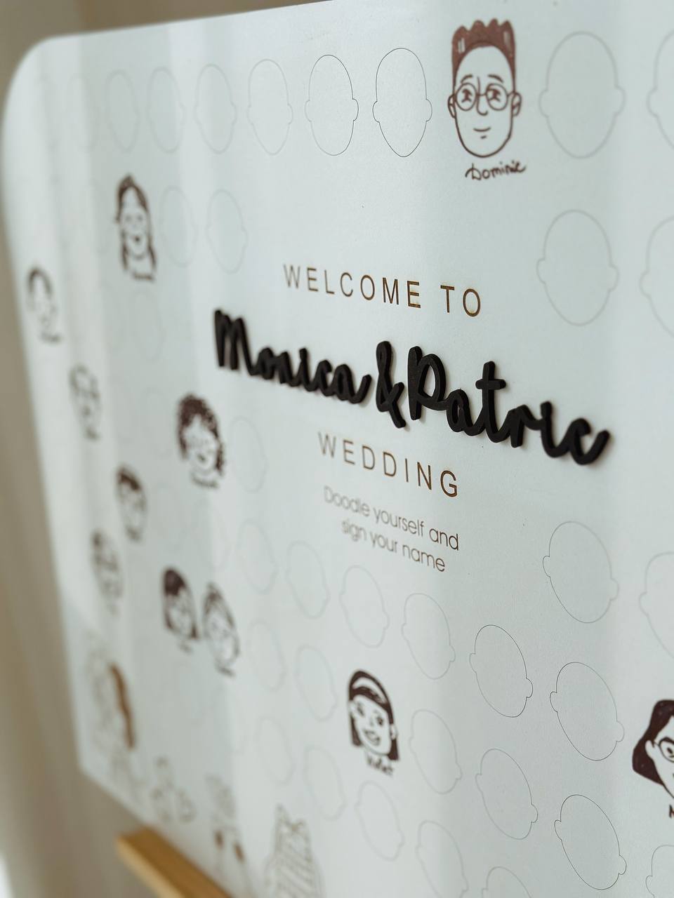 Draw Your Face Wedding Guest Book | Wooden Sign