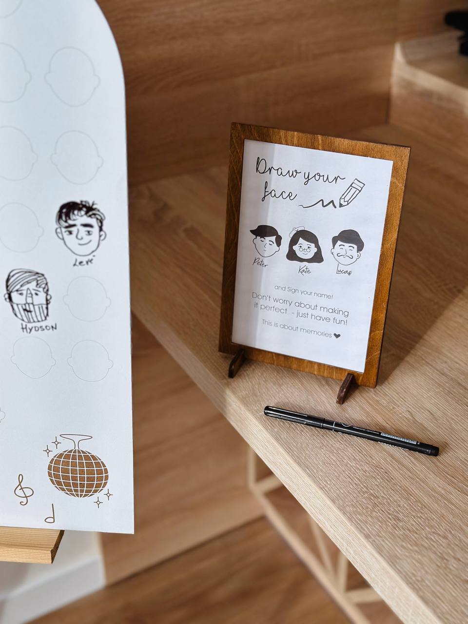 Draw Your Face Wedding Guest Book | Wooden Sign
