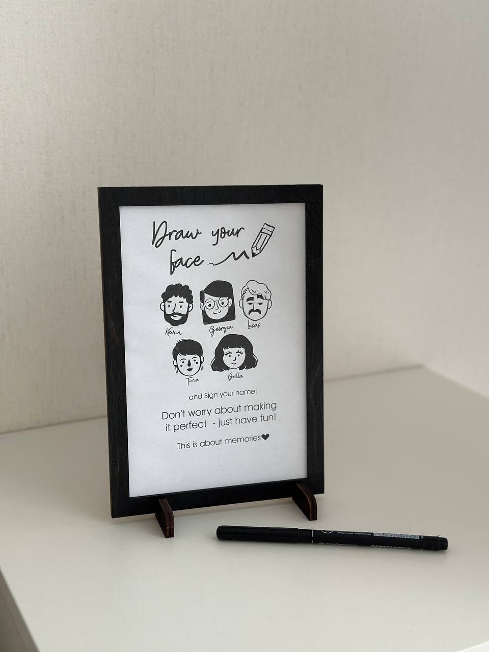 Draw Your Face Wedding Guest Book | Wooden Sign